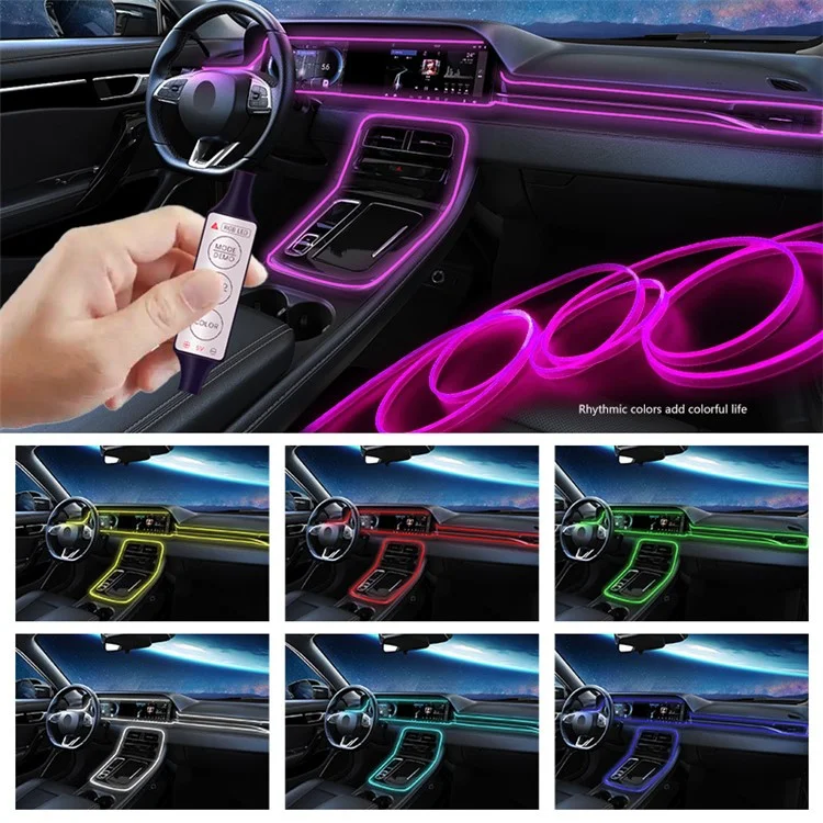 H5U 5m Car Interior Ambient RGB LED DIY Flexible Light Strip USB Wire Control Decorative Cold Light Strip