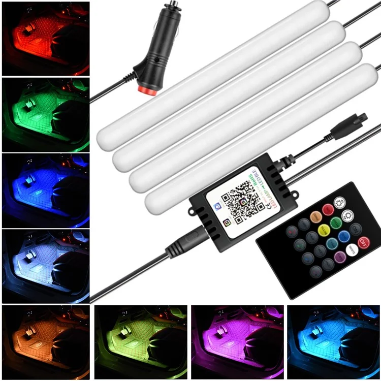 F12 48 LED Light Bar Strip 4 Music Control Modes Cigarette Lighter 12V Car Ambient Lamp with APP / Remote Control