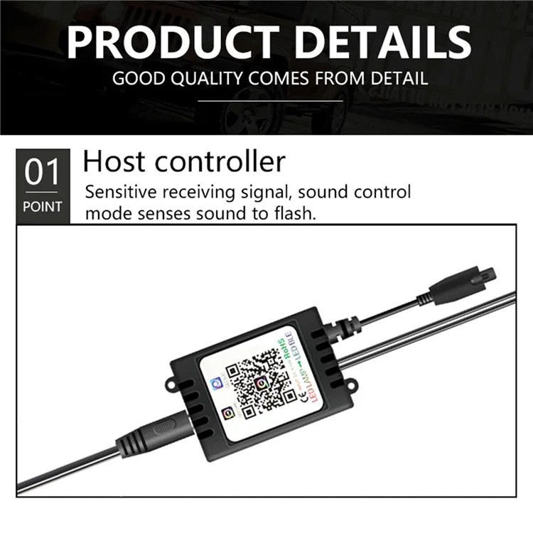 F12 48 LED Light Bar Strip 4 Music Control Modes Cigarette Lighter 12V Car Ambient Lamp with APP / Remote Control