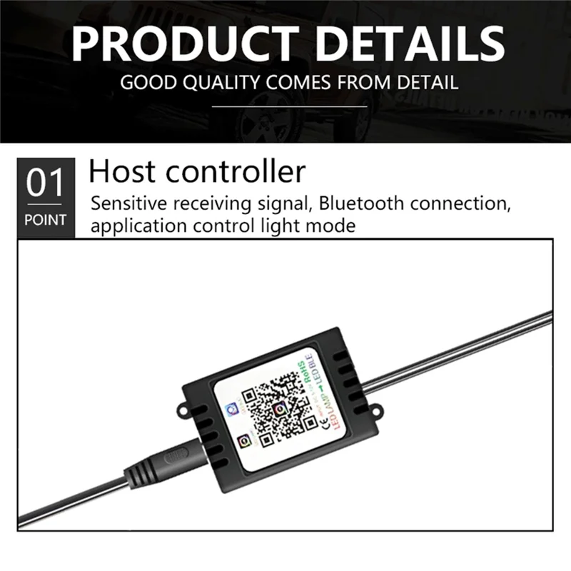 F11U 48 LED Light Bar Strip 2 Music Control Modes USB 5V Car RGB Ambient Light with APP Control