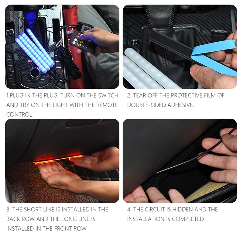 F11U 48 LED Light Bar Strip 2 Music Control Modes USB 5V Car RGB Ambient Light with APP Control