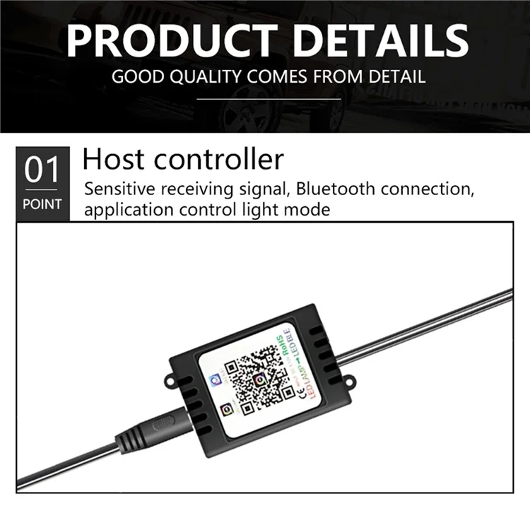 F11 Cigarette Lighter 12V Car RGB Ambient Light APP Control 48 LED Light Bar Strip with 2 Music Control Modes