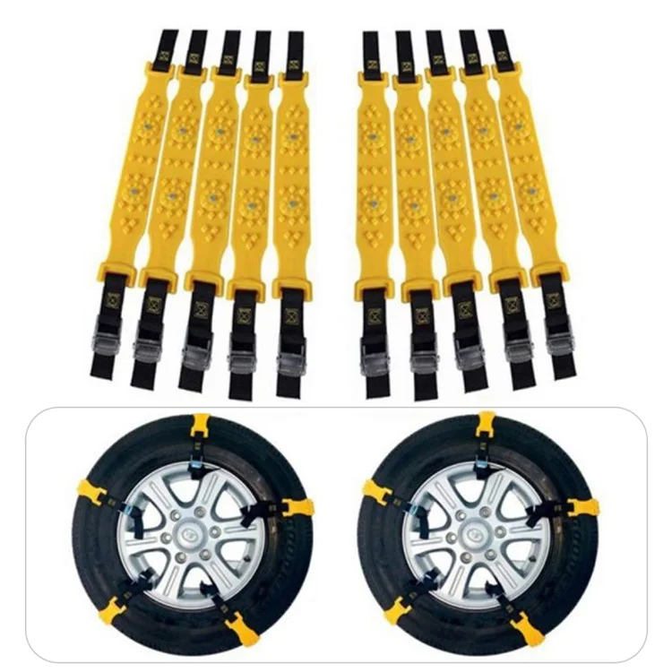 R-1539 10 unidades Cadena antideslizante para neumáticos de invierno de coche y camión Correa de acero TPU+Ancho Cadena para rueda de vehículo 