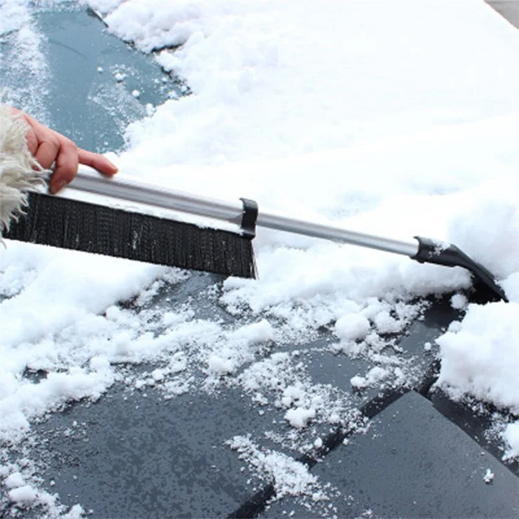 SD-X009 Pá de Neve Telescópica de Inverno com Escova de Cabeça Dupla, Ferramenta de Remoção de Neve do Para-brisa do Carro