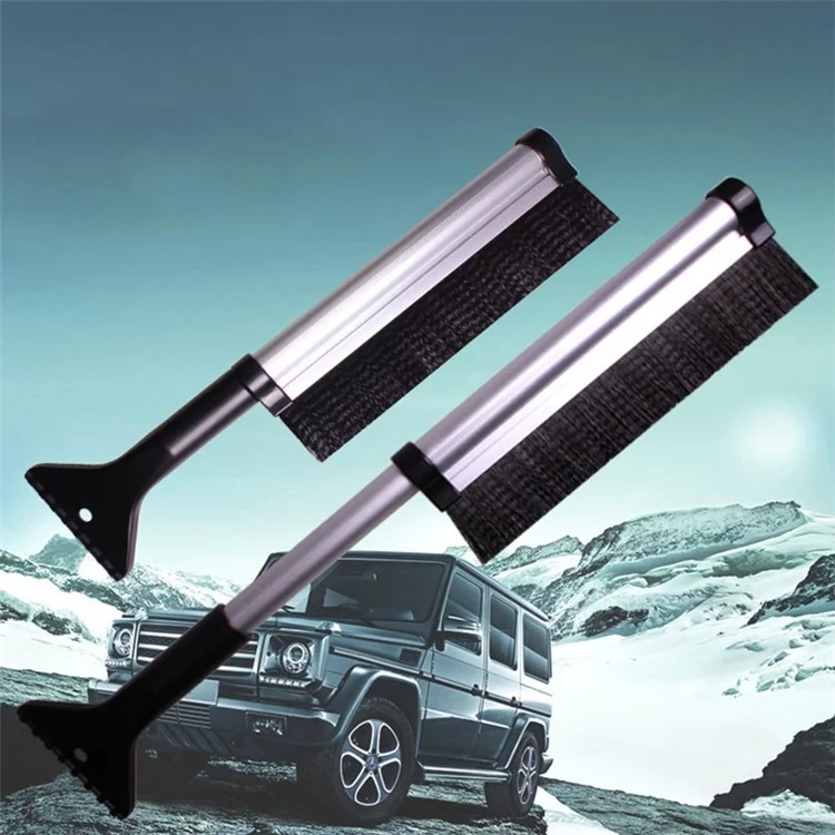 SD-X009 Pá de Neve Telescópica de Inverno com Escova de Cabeça Dupla, Ferramenta de Remoção de Neve do Para-brisa do Carro