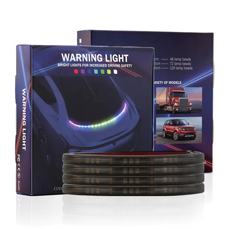 A12 120cm High Brightness 5050 LED DRL Light Strip Bluetooth-compatible APP Control Car Front Bumper Grille RGB Warning Light