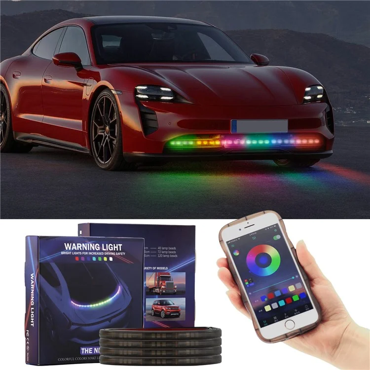 AR12 120 см 5050 светодиодная RGB-лента для подсветки автомобиля с Bluetooth и пультом дистанционного управления
