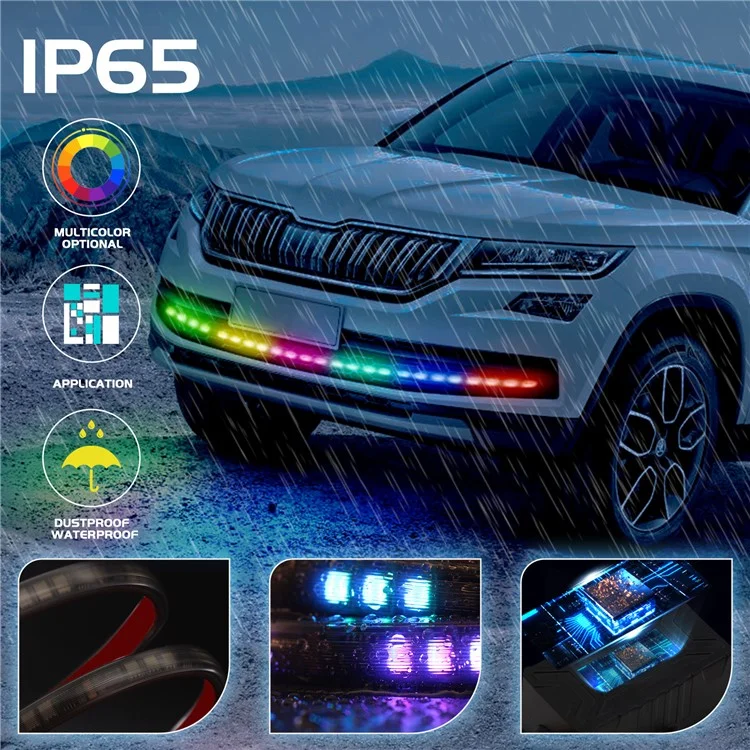AR12 120 см 5050 светодиодная RGB-лента для подсветки автомобиля с Bluetooth и пультом дистанционного управления