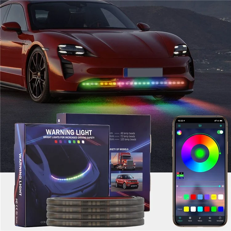 AR12 120 см 5050 светодиодная RGB-лента для подсветки автомобиля с Bluetooth и пультом дистанционного управления