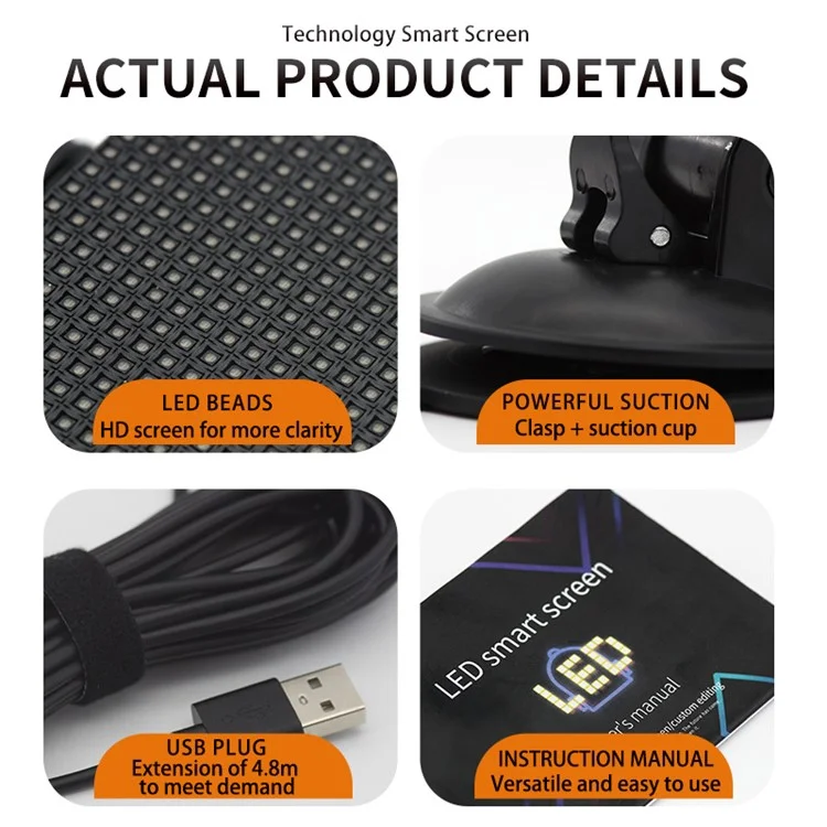 P64L Car LED Sign App Programmabile Pannello a Matrice LED per Messaggio Scorrevole sul Lunotto Posteriore per Espressione di Testo e Motivi Personalizzati