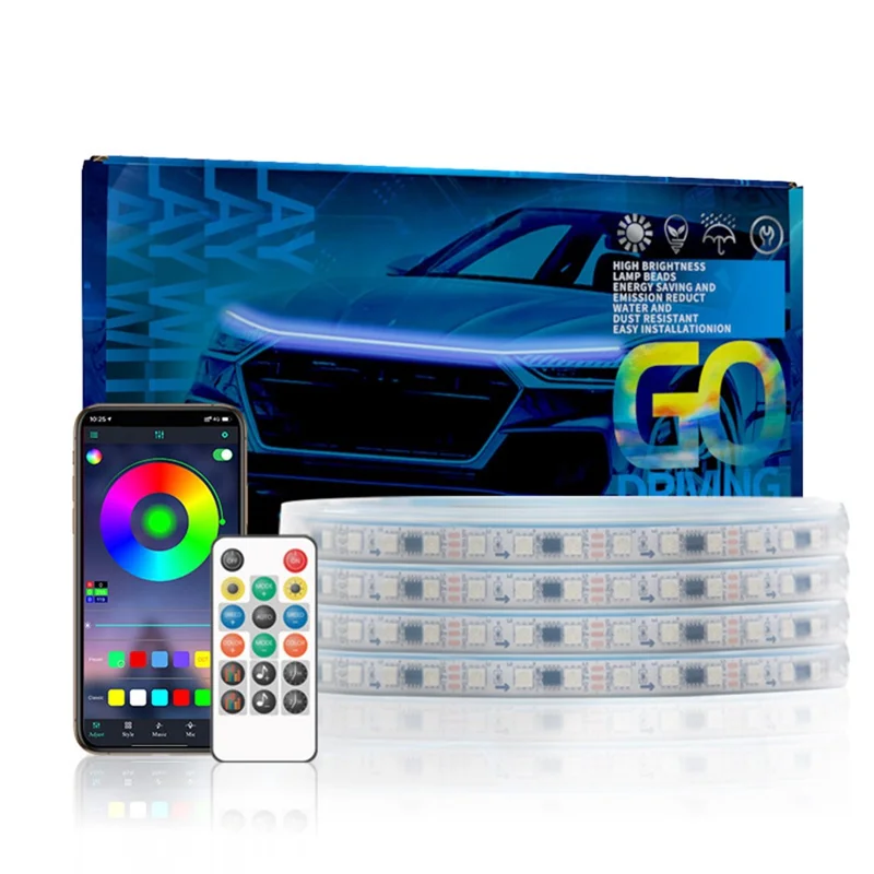 G18F Bande lumineuse LED de 1,8 m pour capot de voiture, bande lumineuse décorative d'ambiance pour capot de voiture, SUV, camions