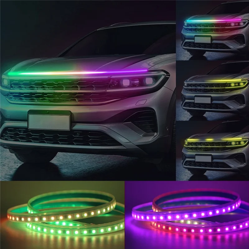 G18F Bande lumineuse LED de 1,8 m pour capot de voiture, bande lumineuse décorative d'ambiance pour capot de voiture, SUV, camions
