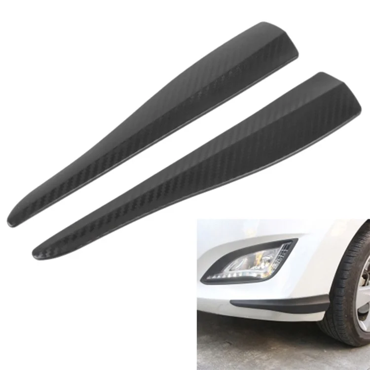 1 paire de bandes de protection pour pare-chocs avant de voiture en texture de fibre de carbone, taille L - Noir