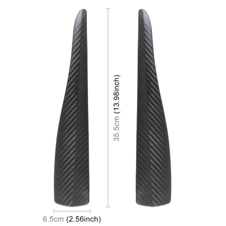 1 paire de bandes de protection pour pare-chocs avant de voiture en texture de fibre de carbone, taille L - Noir