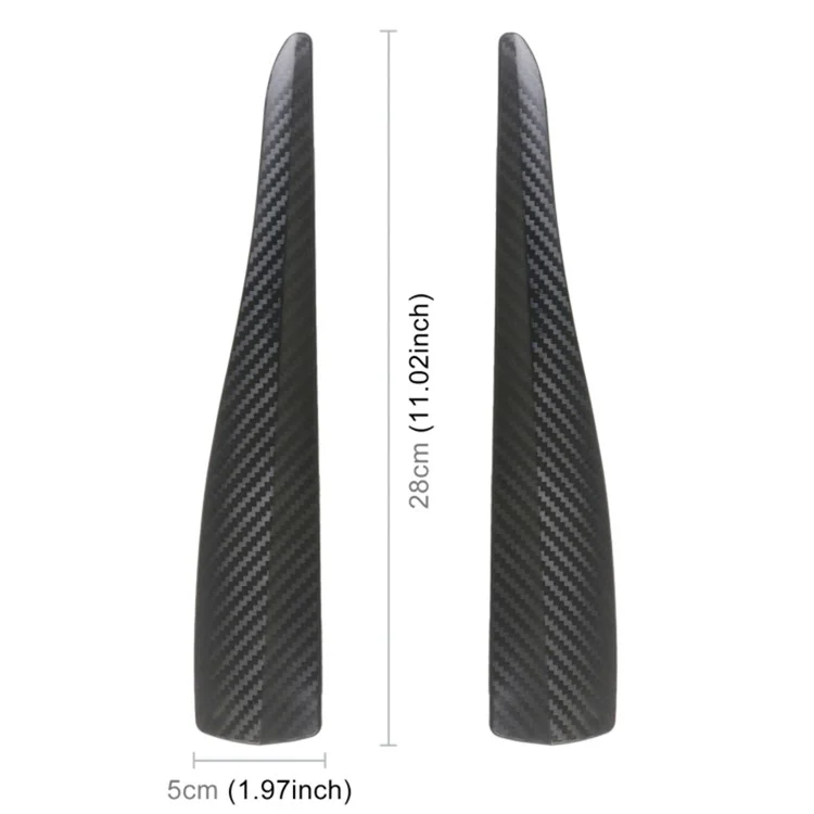 1 paire de bandes protectrices de pare-chocs avant de voiture en fibre de carbone, texture, bandes adhésives en silicone anti-collision, taille S - Noir