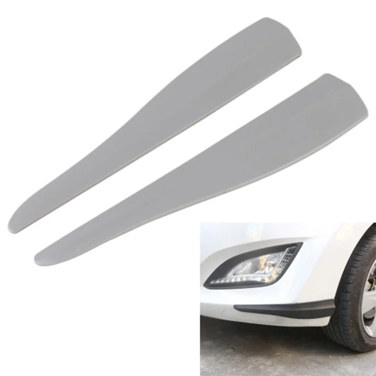 1 Pair Solid Color Car Front Bumper Protectors Silicone Strips Anti-Collision Corner Bumper Guards, Size S - Grey