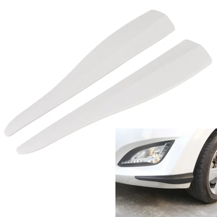 1 Pair Solid Color Car Front Bumper Protectors Silicone Strips Anti-Collision Corner Bumper Guards, Size S - White