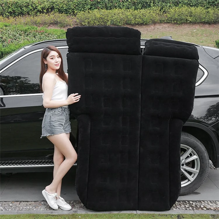 BY-688 Inflatable SUV Air Mattress Camping Bed PVC + Flocking Car Travel Sleeping Bed - Black