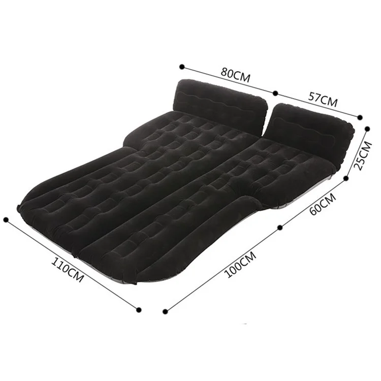 BY-688 Inflatable SUV Air Mattress Camping Bed PVC + Flocking Car Travel Sleeping Bed - Black