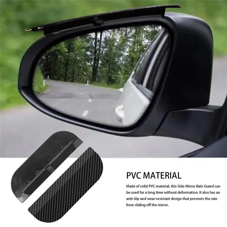 1300 2Pcs Car Rearview Mirror Rain Baffle Carbon Fiber Texture Vehicle Side Mirror PVC Rain Guard