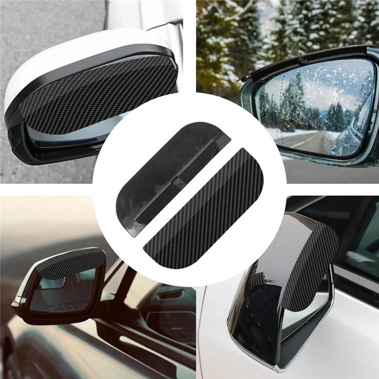 1300 2Pcs Car Rearview Mirror Rain Baffle Carbon Fiber Texture Vehicle Side Mirror PVC Rain Guard