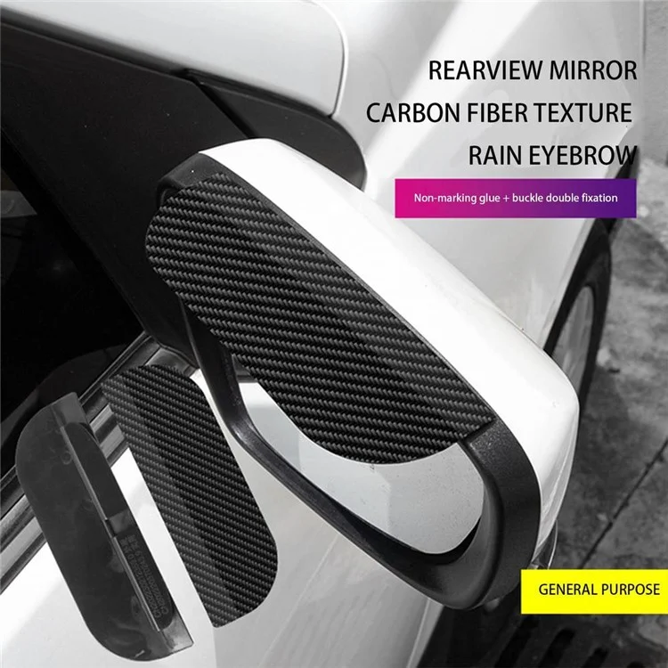 1300 2Pcs Car Rearview Mirror Rain Baffle Carbon Fiber Texture Vehicle Side Mirror PVC Rain Guard