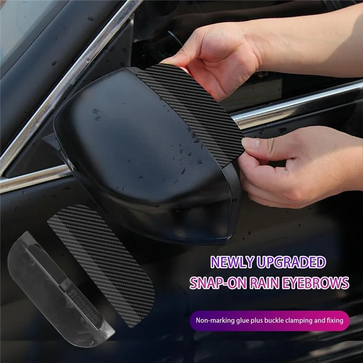 1300 2Pcs Car Rearview Mirror Rain Baffle Carbon Fiber Texture Vehicle Side Mirror PVC Rain Guard