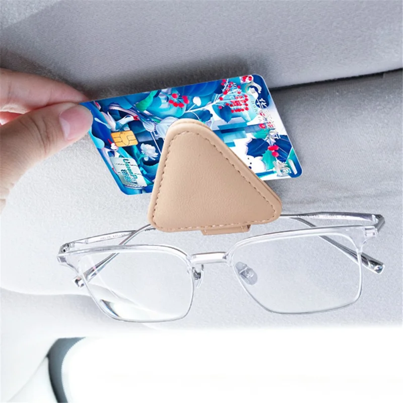 1305 Magnetic Sunglasses Holder Bill Holder Clip Card Storage Clamp Universal for Car Visor - Brown