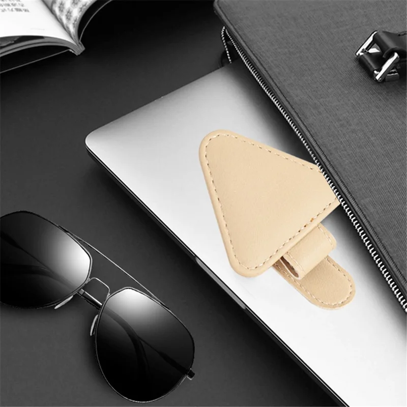 1305 Magnetic Sunglasses Holder Bill Holder Clip Card Storage Clamp Universal for Car Visor - Brown