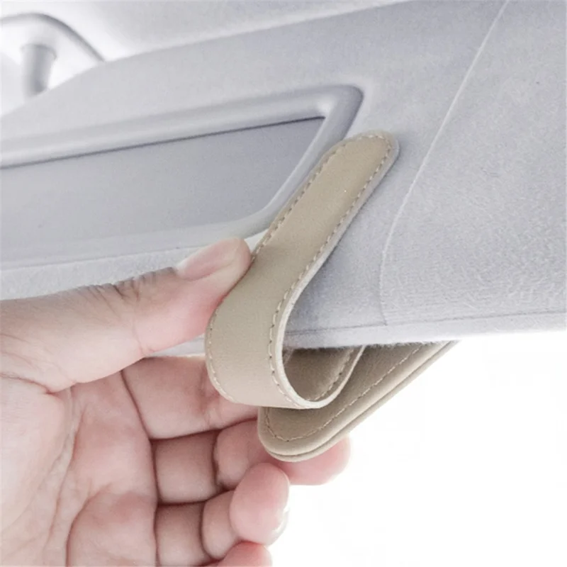 1305 Magnetic Sunglasses Holder Bill Holder Clip Card Storage Clamp Universal for Car Visor - Brown