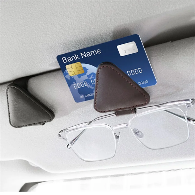 1305 Magnetic Sunglasses Holder Bill Holder Clip Card Storage Clamp Universal for Car Visor - Brown