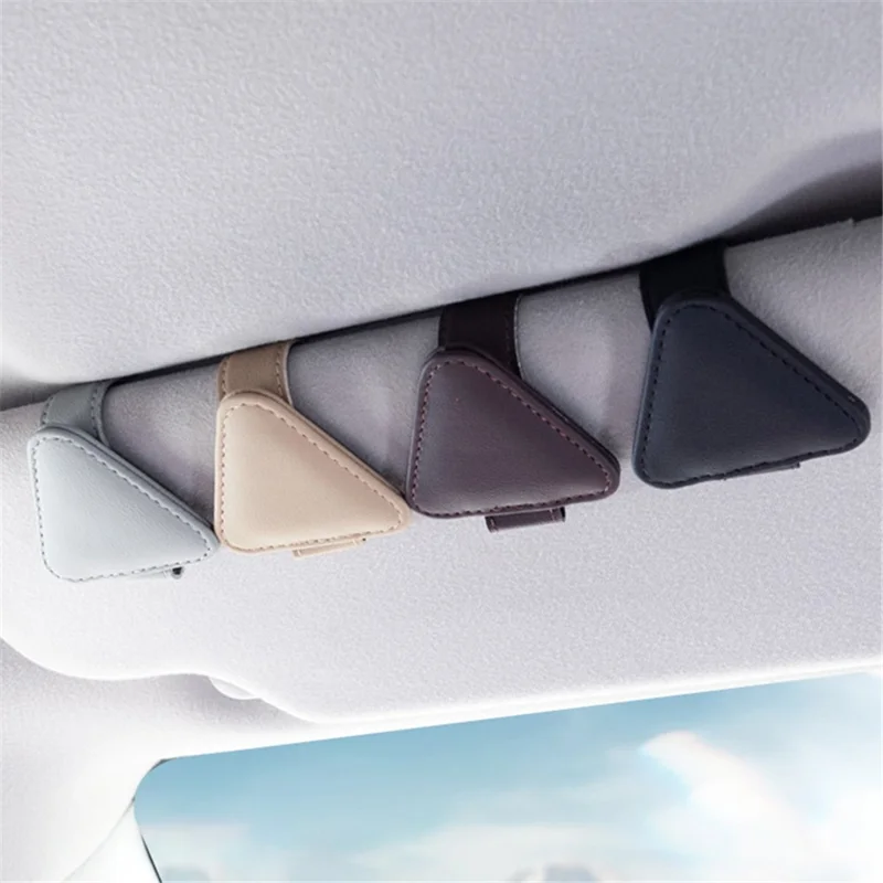 1305 Magnetic Sunglasses Holder Bill Holder Clip Card Storage Clamp Universal for Car Visor - Brown