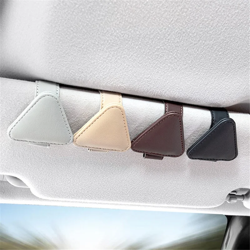 1305 Magnetic Sunglasses Holder Bill Holder Clip Card Storage Clamp Universal for Car Visor - Brown