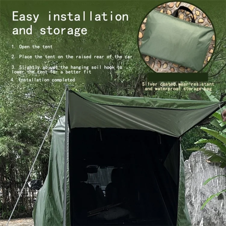Conjunto de Tenda de Campismo Traseira para Carro em Tecido Oxford - Verde do Exército