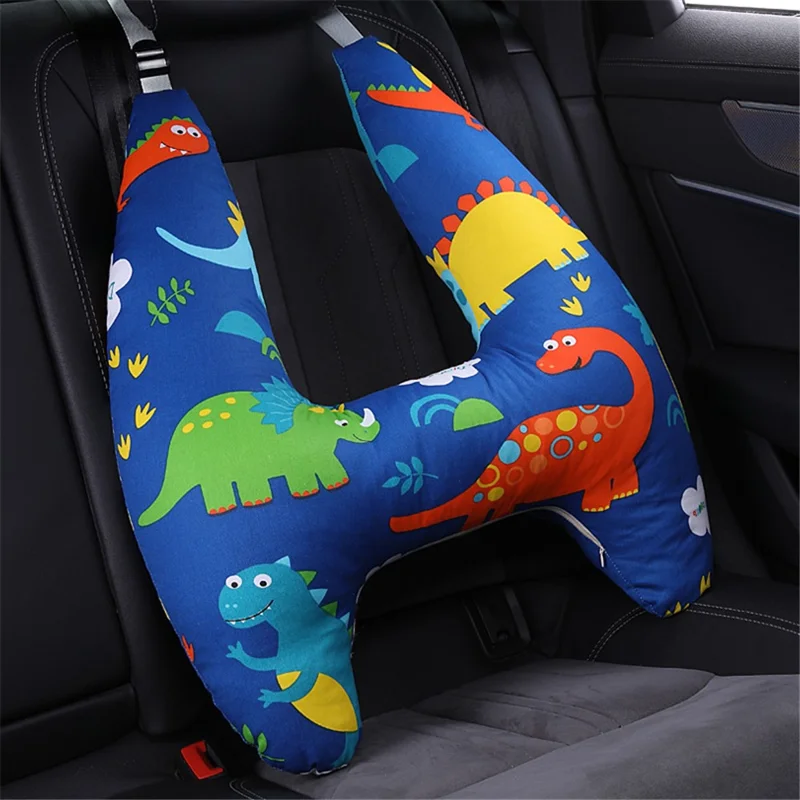 SWIMMDIARY czbz-01 H-Shape Kid Car Sleeping Head Support Car Travel Pillow for Support The Body and Head - Blue Dinosaur