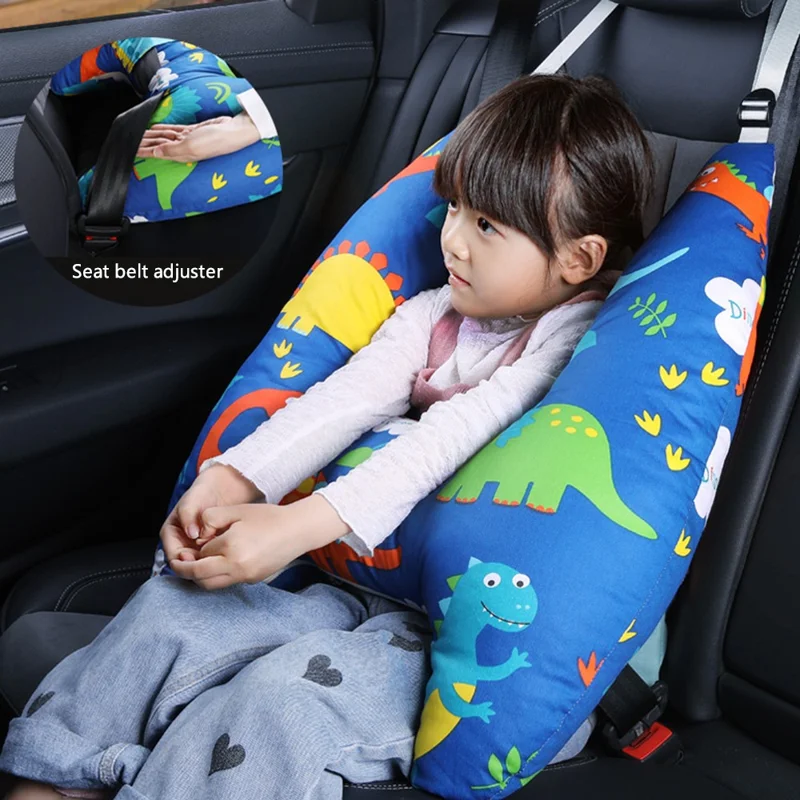 SWIMMDIARY czbz-01 H-Shape Kid Car Sleeping Head Support Car Travel Pillow for Support The Body and Head - Blue Dinosaur