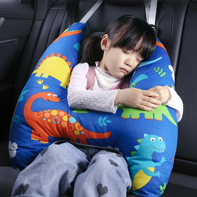 SWIMMDIARY czbz-01 H-Shape Kid Car Sleeping Head Support Car Travel Pillow for Support The Body and Head - Blue Dinosaur