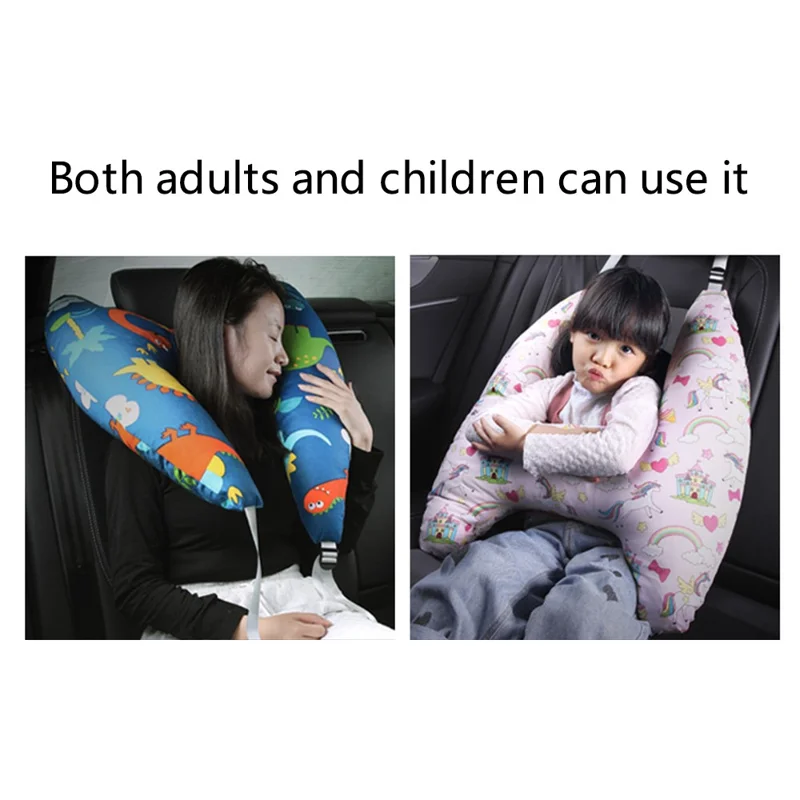 SWIMMDIARY czbz-01 H-Shape Kid Car Sleeping Head Support Car Travel Pillow for Support The Body and Head - Blue Dinosaur