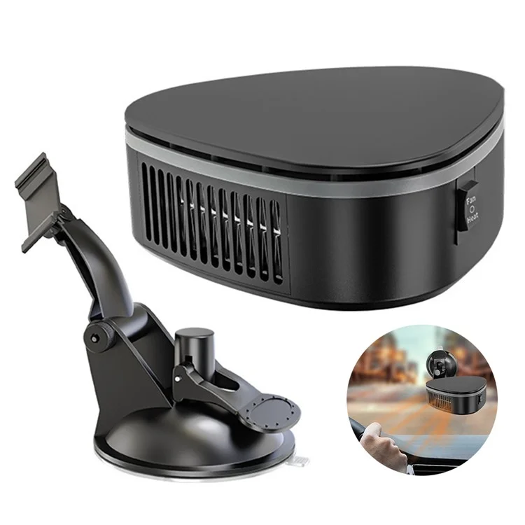 Chauffage de voiture portable 12V 9741A avec support à ventouse, dégivreur et désembuage 2 en 1 avec ventilateur de chauffage et de refroidissement rapide, version purificatrice
