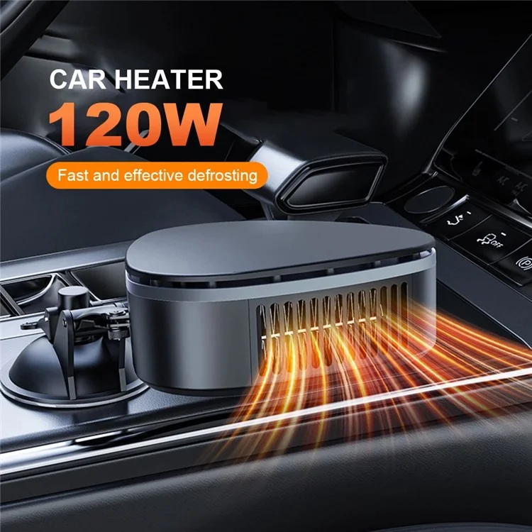 Chauffage de voiture portable 12V 9741A avec support à ventouse, dégivreur et désembuage 2 en 1 avec ventilateur de chauffage et de refroidissement rapide, version purificatrice