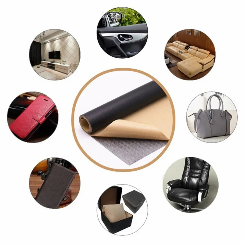 LEXINGXIANG 200x137cm PVC Leather Self-Adhesive Patch Sofa Furniture Repair Patch Leather Sheet - White