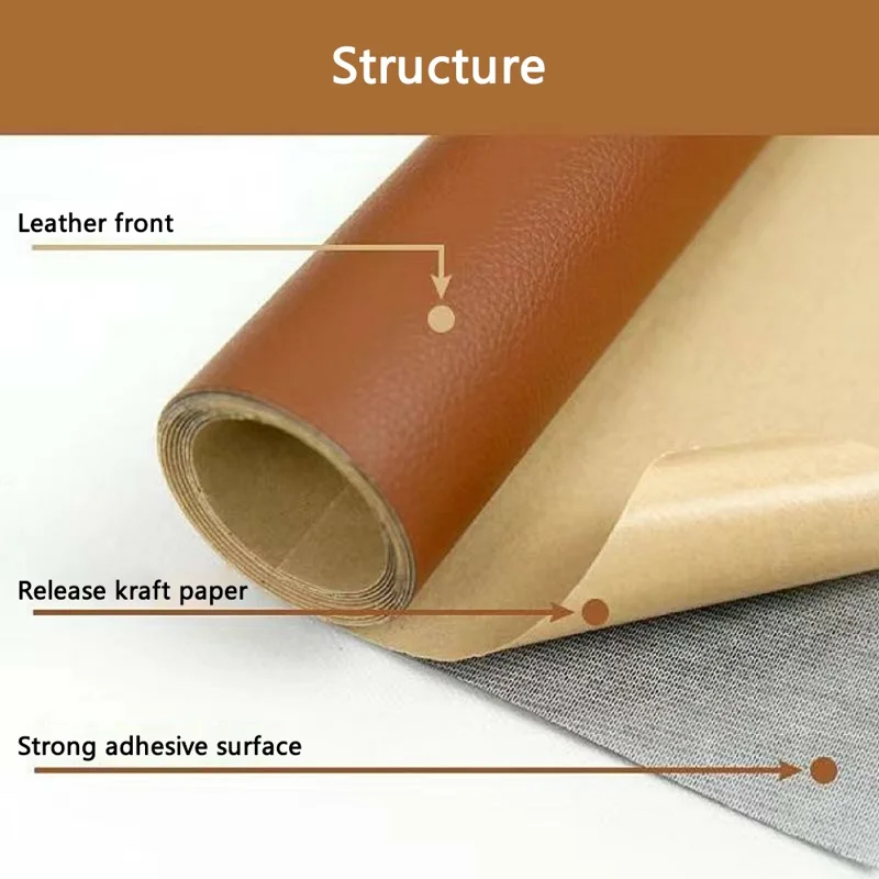 LEXINGXIANG 200x137cm PVC Leather Self-Adhesive Patch Sofa Furniture Repair Patch Leather Sheet - White