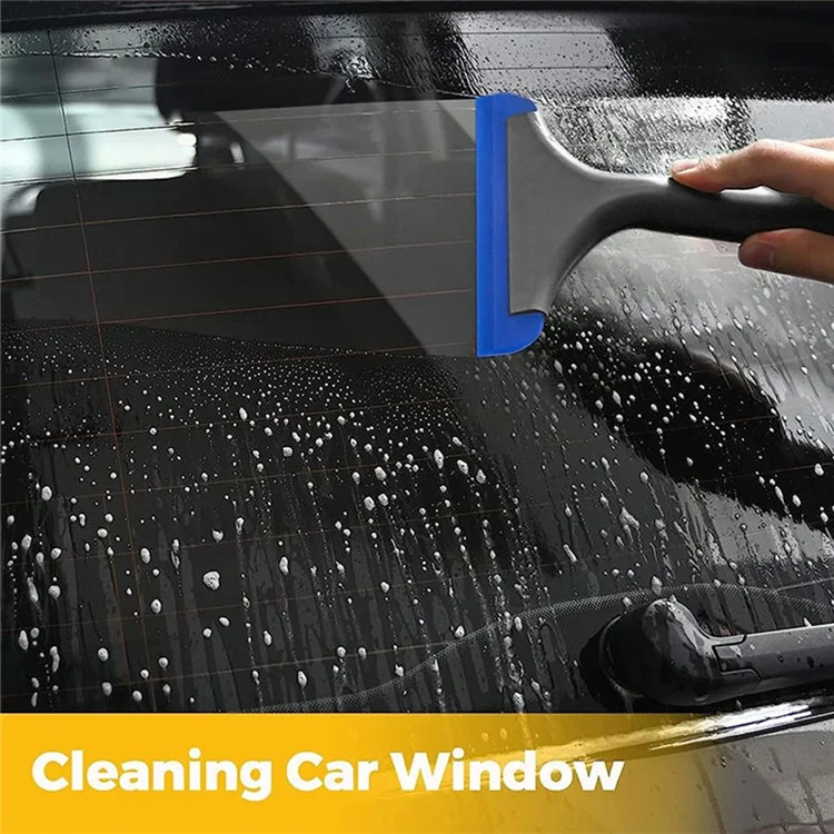 SHANGYOU Long Handle Rubber Blade Squeegee Water Wiper Shower Squeegee for Car Windshield Window - Black