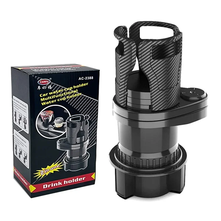 CARFU AC-2388 Rotação 2-em-1 Suporte de Copo de Carro Expansor Adaptador Organizador de ABS para Macarrão Instantâneo, Garrafas de Água