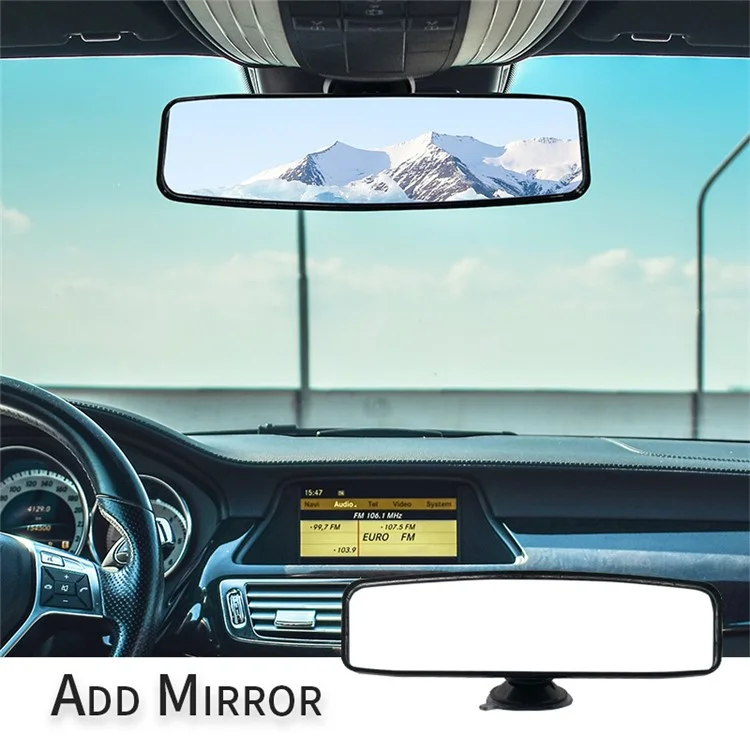Miroir de rétroviseur intérieur de voiture à grand angle de vue Plastique+Verre Rétroviseur intérieur automobile (Style ordinaire) - Taille : S