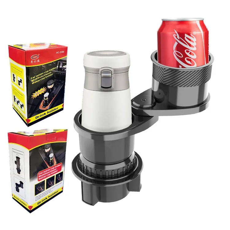 CARFU AC-2386 360 Degree Rotatable Dual Slots Water Cup Holder Beverage Rack for Car Armrest