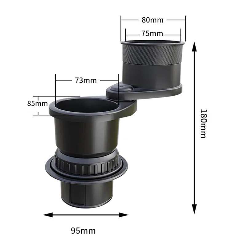 CARFU AC-2386 360 Degree Rotatable Dual Slots Water Cup Holder Beverage Rack for Car Armrest