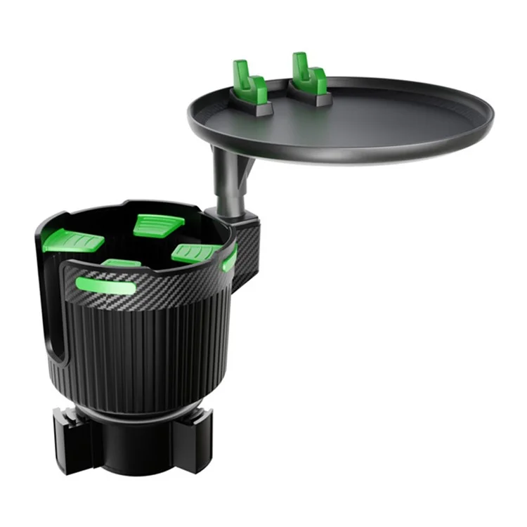 CARFU AC-2393 Rotation ABS Car Cup Holder Food Tray Organizer Expander for Instant Noodles, Snacks - Green