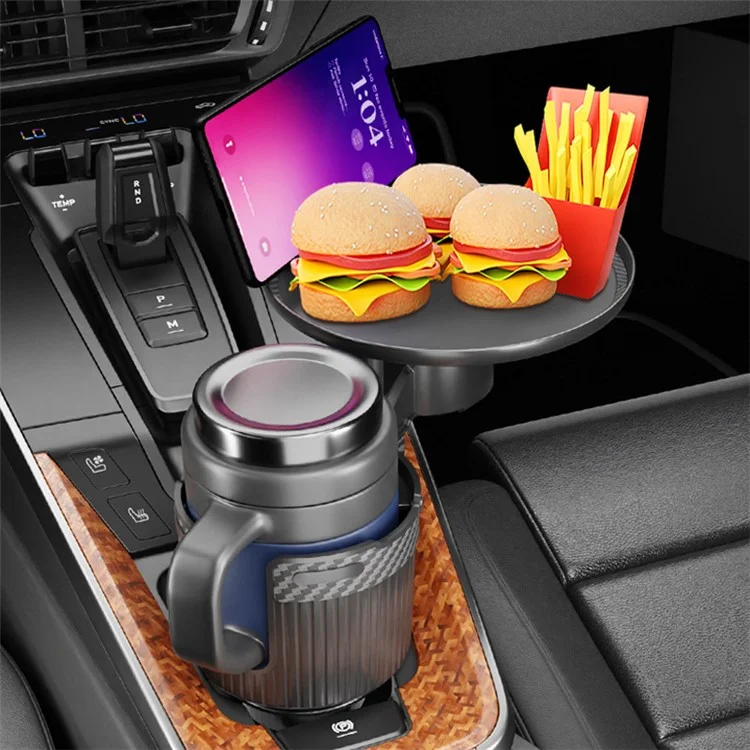CARFU AC-2393 Rotation ABS Car Cup Holder Food Tray Organizer Expander for Instant Noodles, Snacks - Green