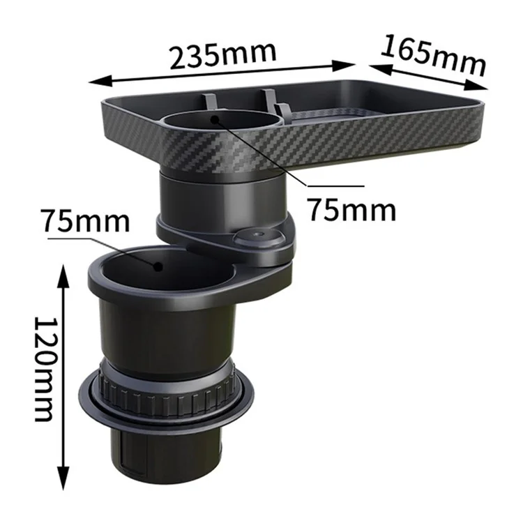 CARFU AC-2387 Suporte para Copos de Carro com Ajuste de 360 Graus e Bandeja para Alimentos